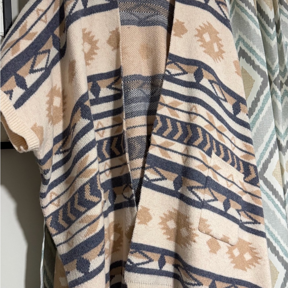 Altar'd State Beige and Navy Patterned Shawl
